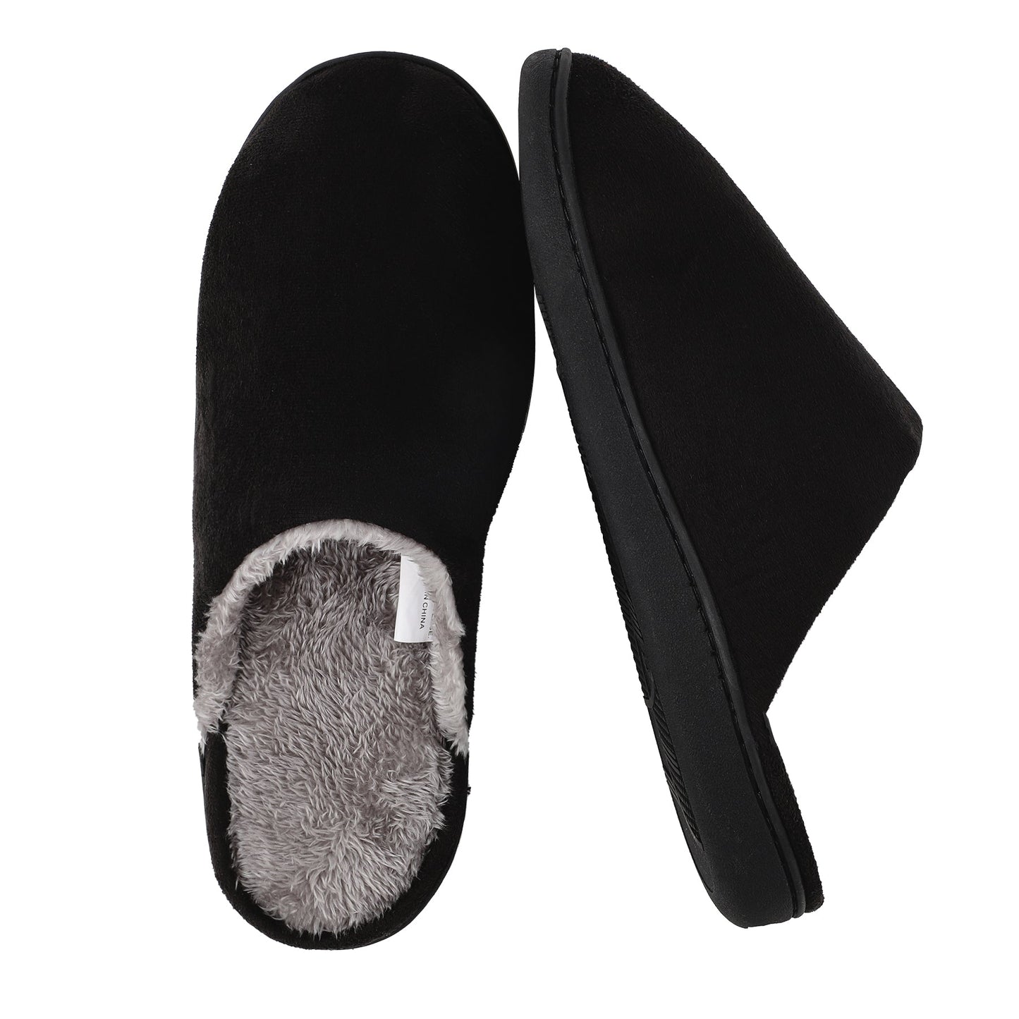 Knixmax Men's Furry Memory Foam House Slippers, Non-Slip Indoor Outdoor Shoes