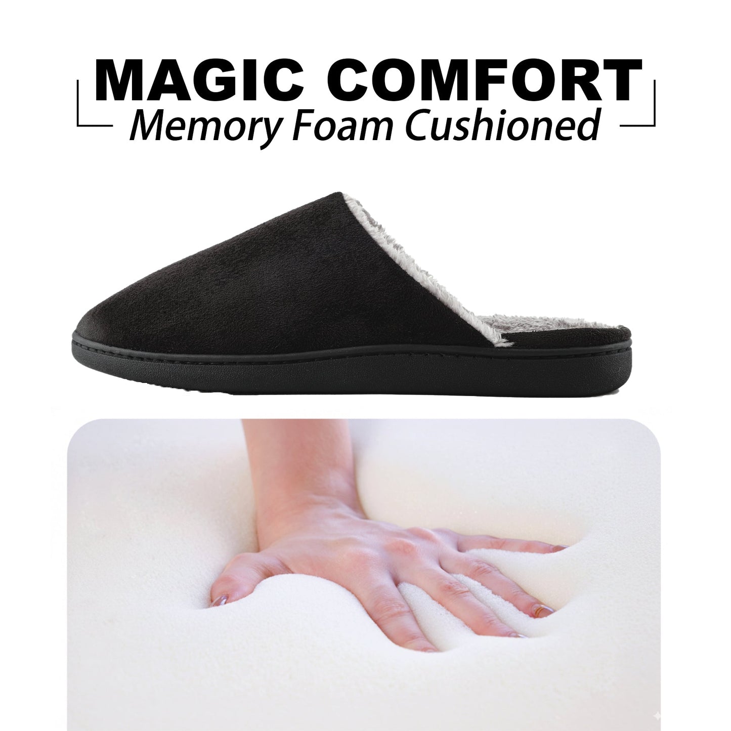 Knixmax Men's Furry Memory Foam House Slippers, Non-Slip Indoor Outdoor Shoes