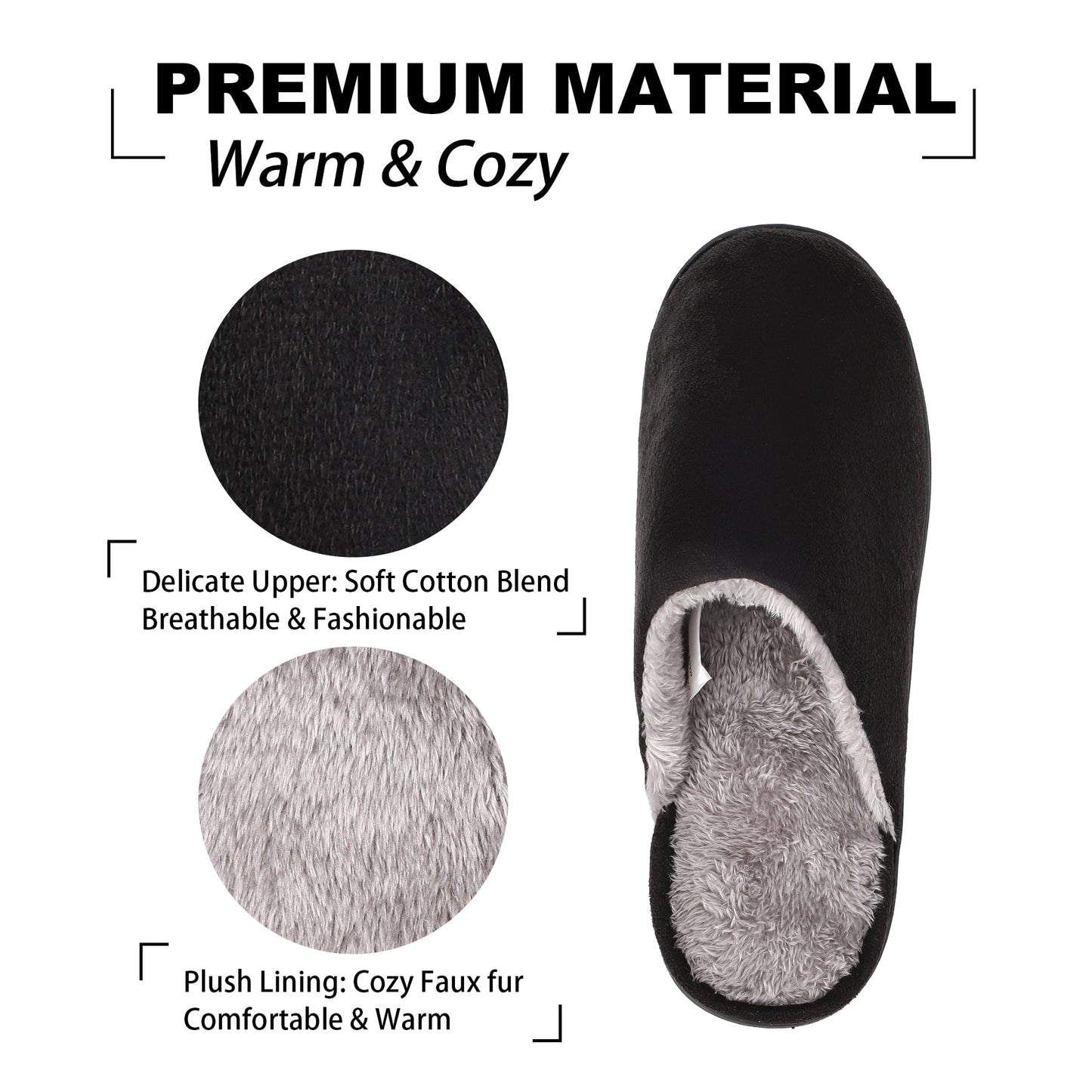 Knixmax Men's Furry Memory Foam House Slippers, Non-Slip Indoor Outdoor Shoes