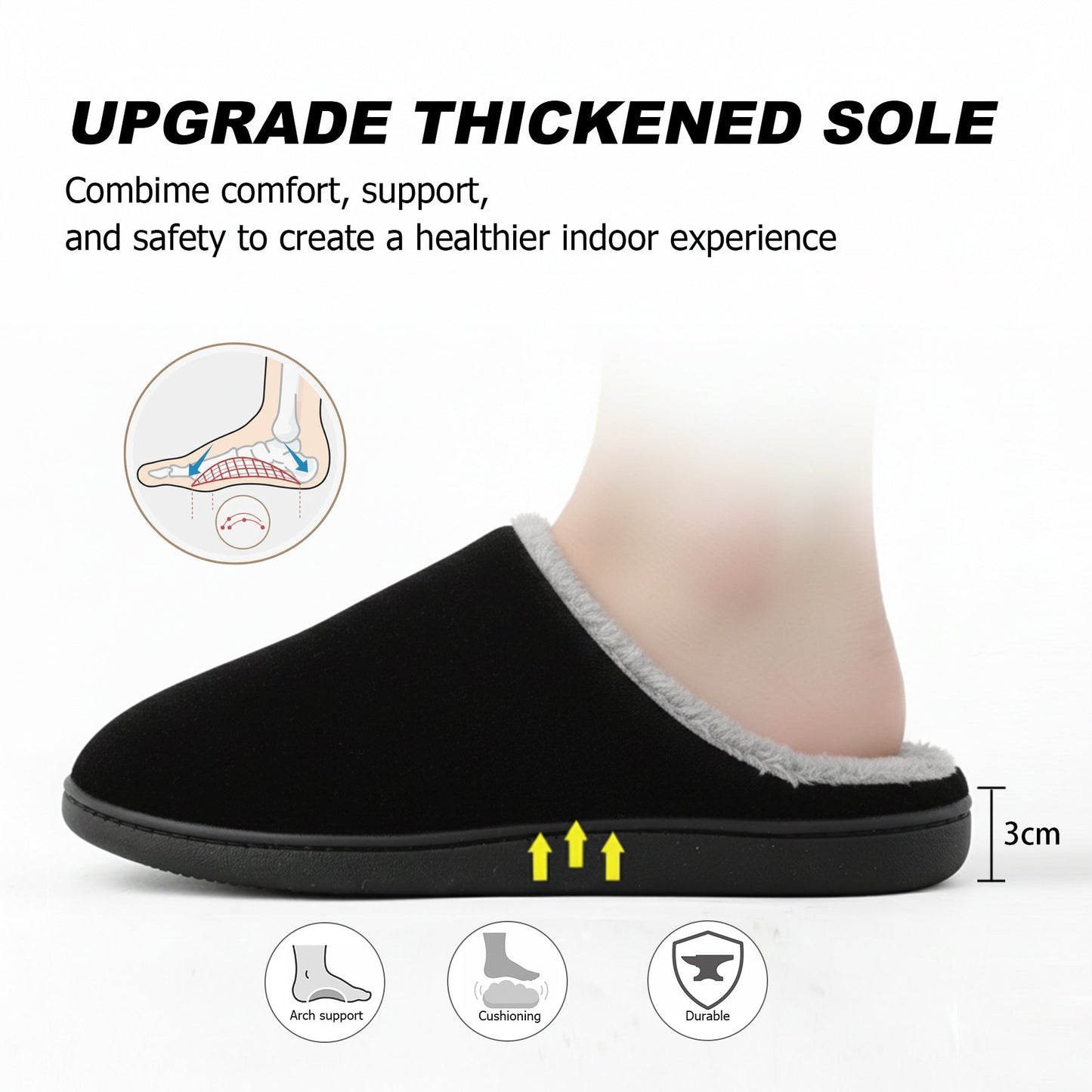 Knixmax Men's Furry Memory Foam House Slippers, Non-Slip Indoor Outdoor Shoes