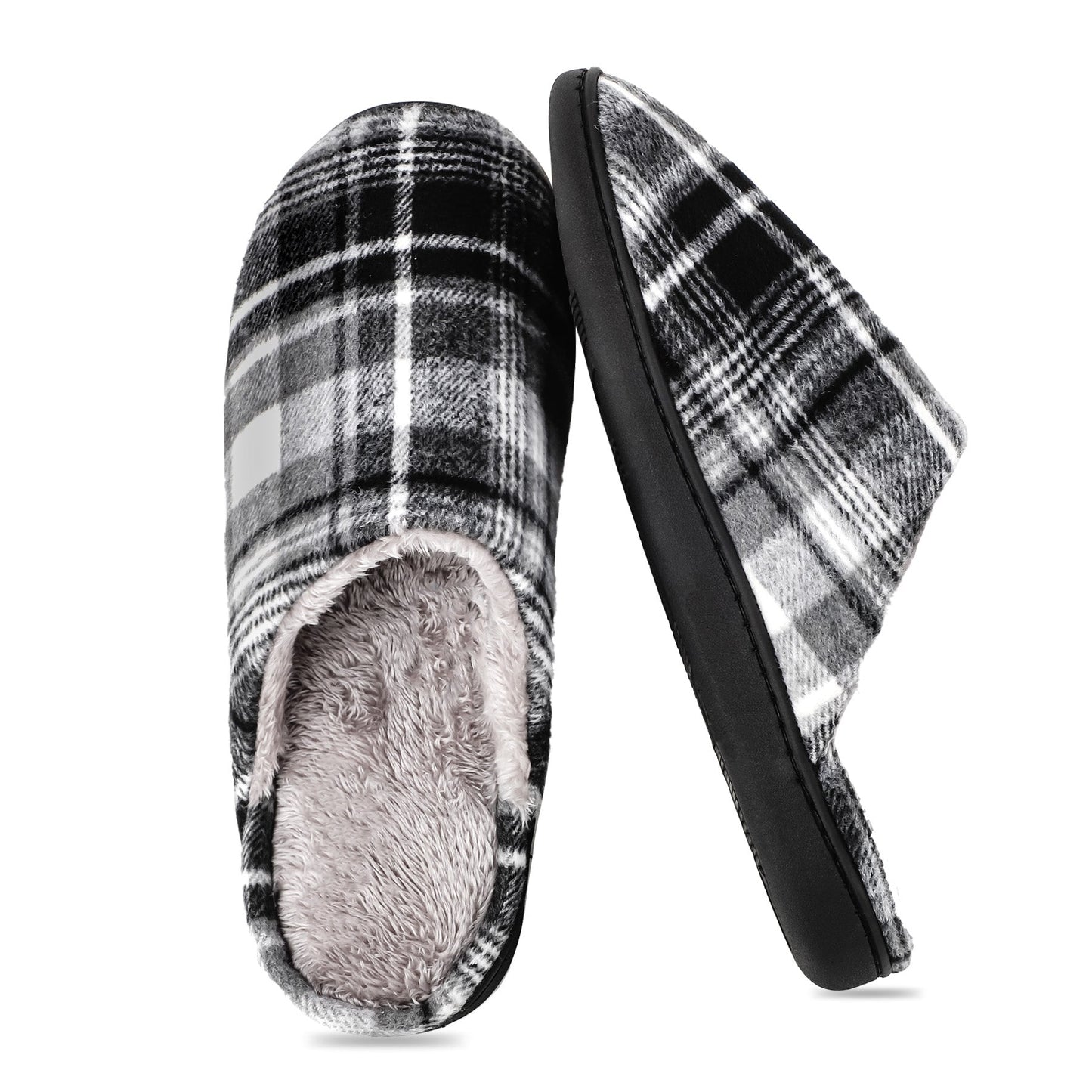 Knixmax Men's Furry Memory Foam House Slippers, Non-Slip Indoor Outdoor Shoes