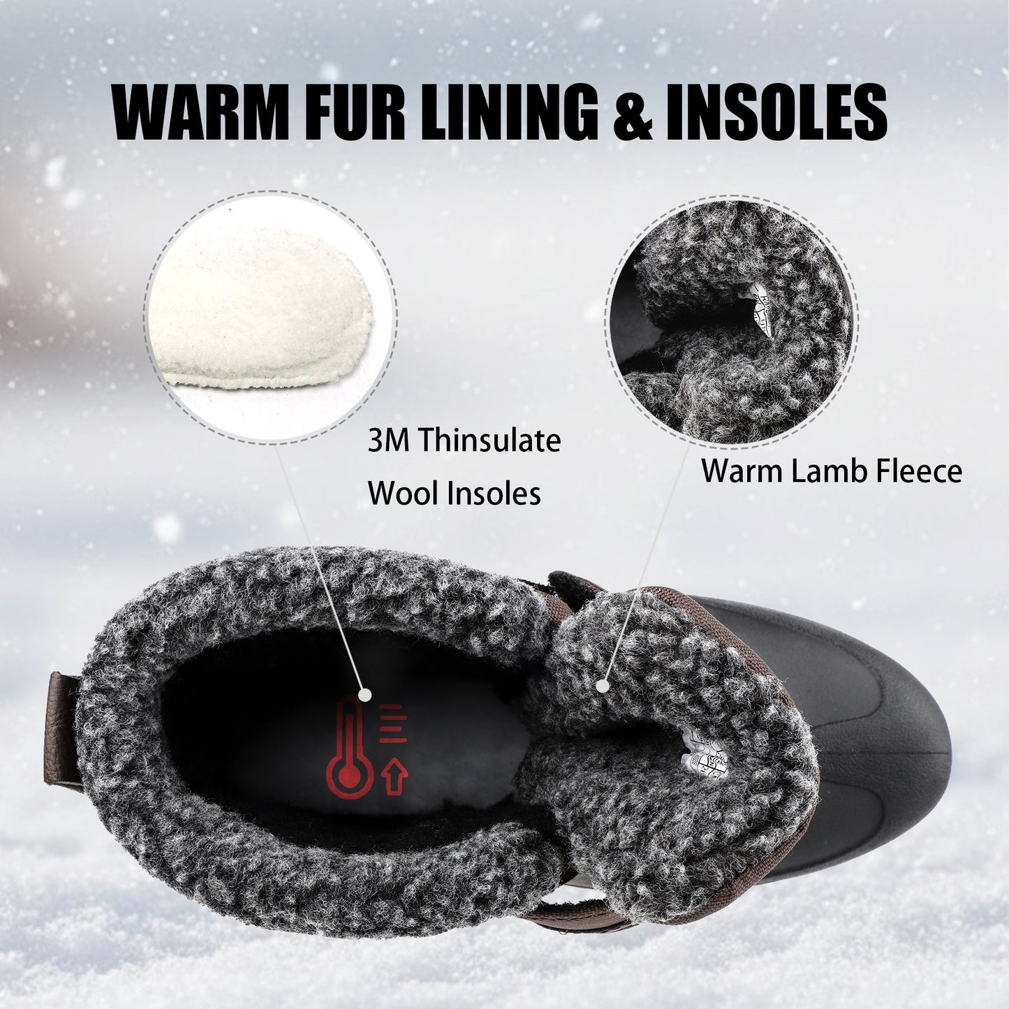 knixmax Men’s Snow Boots – Easy-On Insulated Winter Ankle Boots