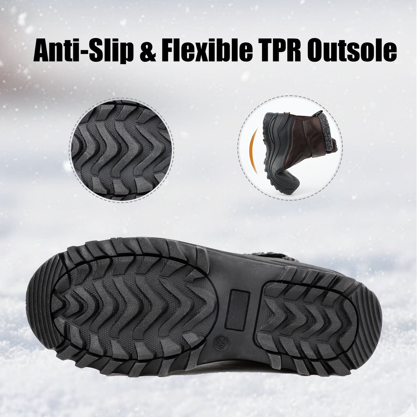knixmax Men’s Snow Boots – Easy-On Insulated Winter Ankle Boots
