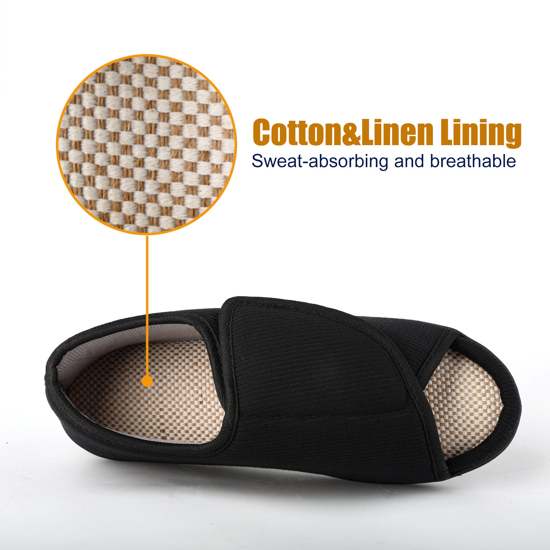 TIESTRA Open Toe Adjustable Sandals Black Wide Strap Indoor Outdoor Sandals