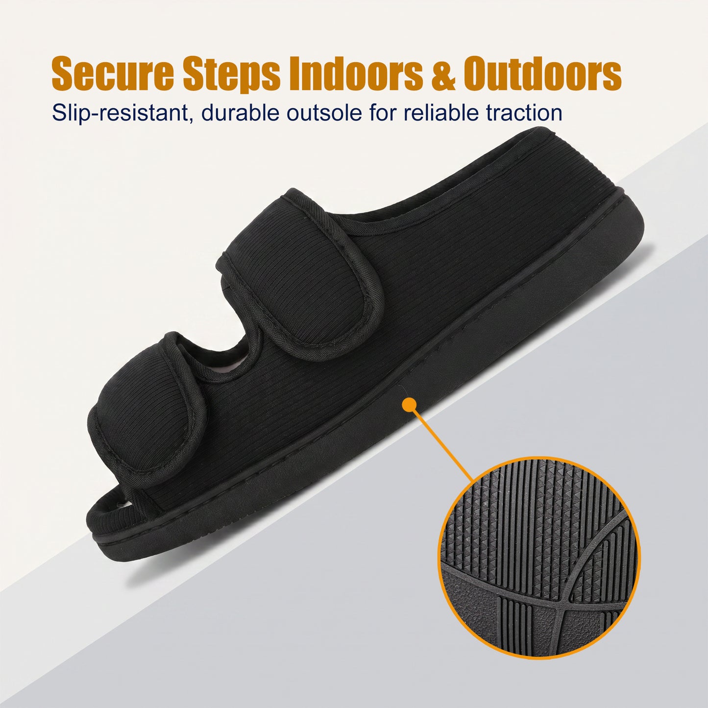 TIESTRA Open Toe Adjustable Sandals Black Two Strap Indoor Outdoor Sandals