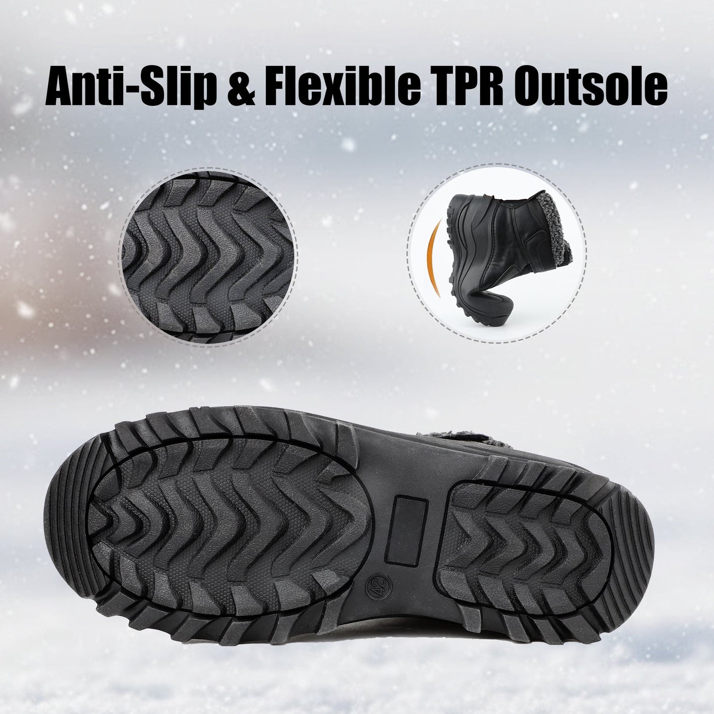 knixmax Men’s Snow Boots – Easy-On Insulated Winter Ankle Boots