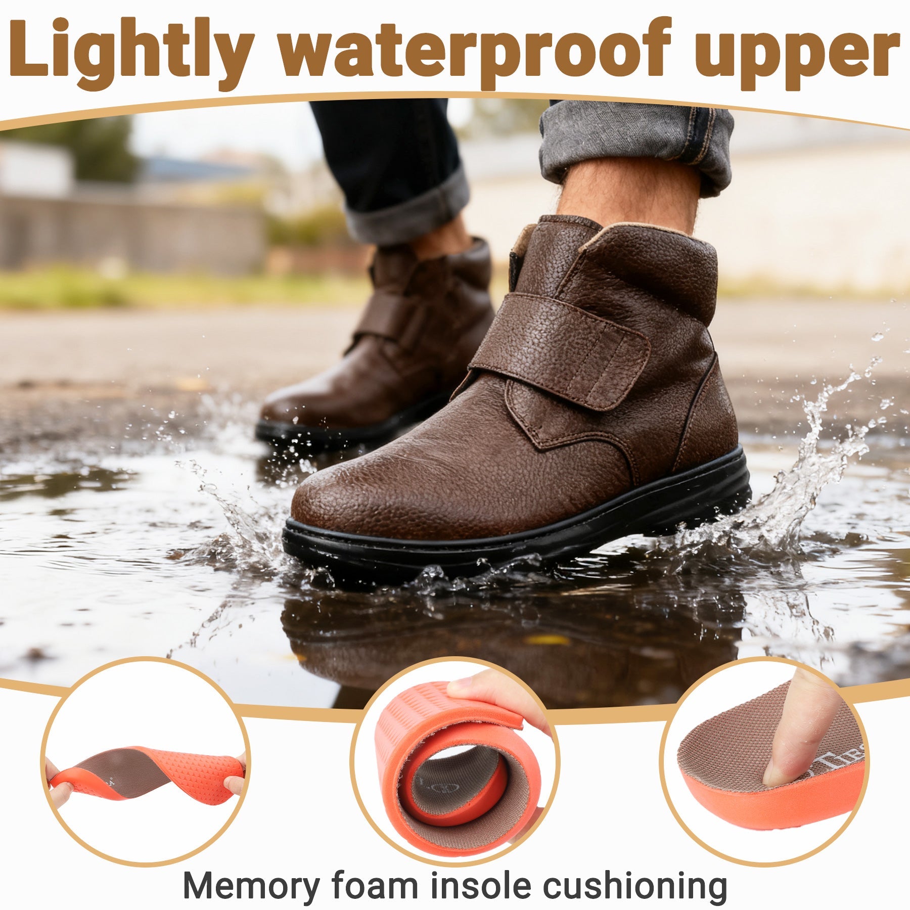 TIESTRA Men's Wide Fit Winter Boots with Adjustable Strap – product view 7
