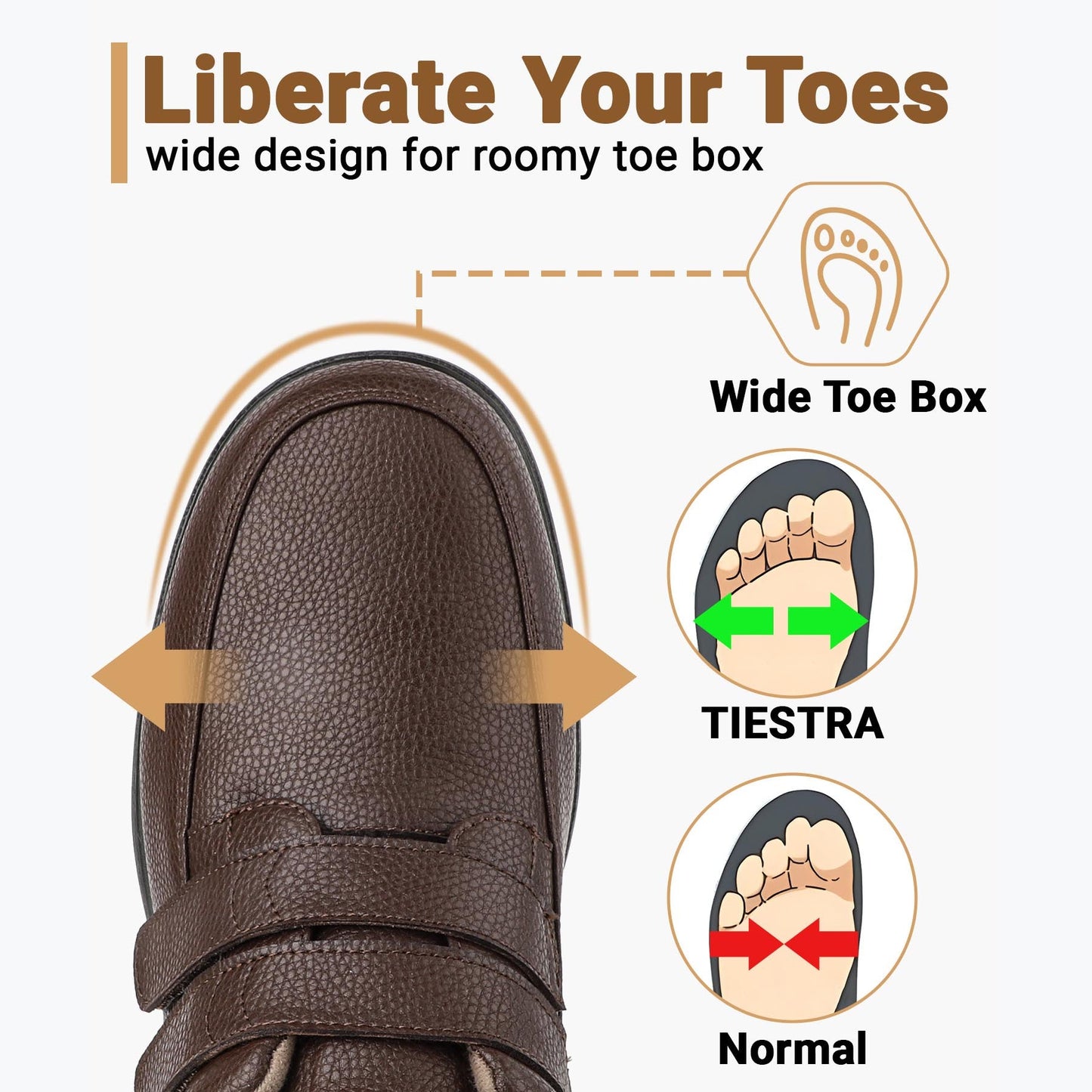 TIESTRA Men's Wide Fit Shoes with Adjustable Strap – product view 4