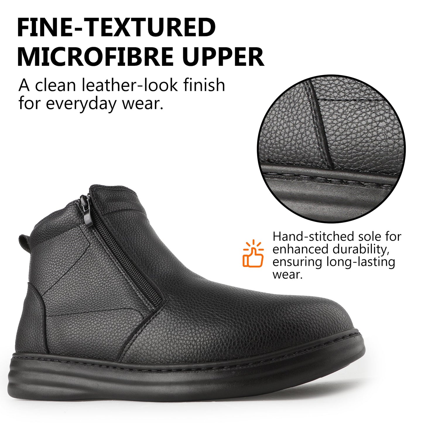 TIESTRA Men's Side-Zip Ankle Boots in Black – product view 6
