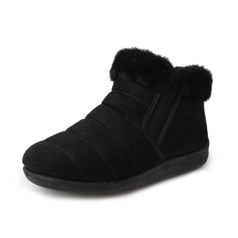 TIESTRA Women's Warm-Lined Slipper Boots in Black – Amazon UK main image