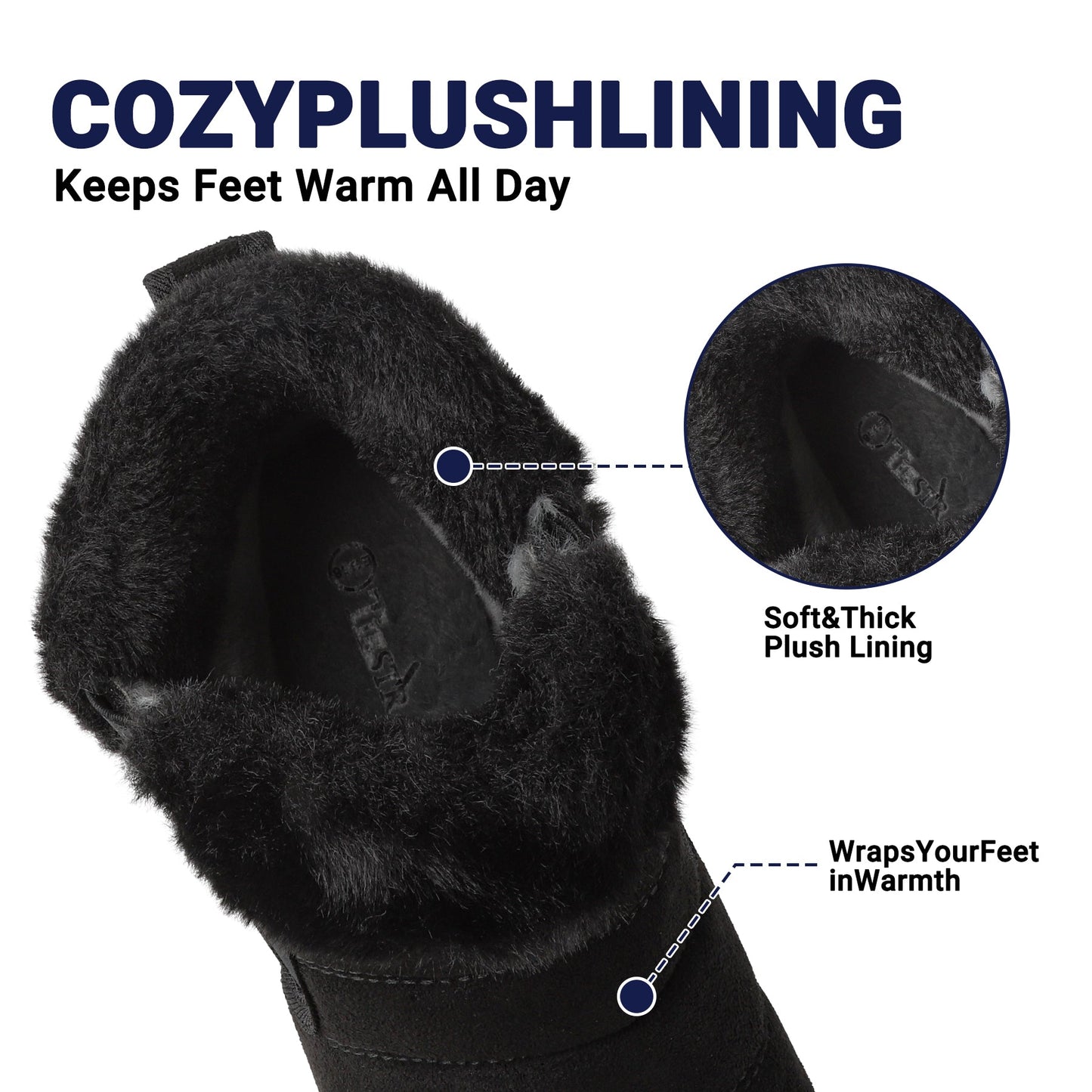TIESTRA Women's Warm-Lined Slipper Boots in Black – product view 2