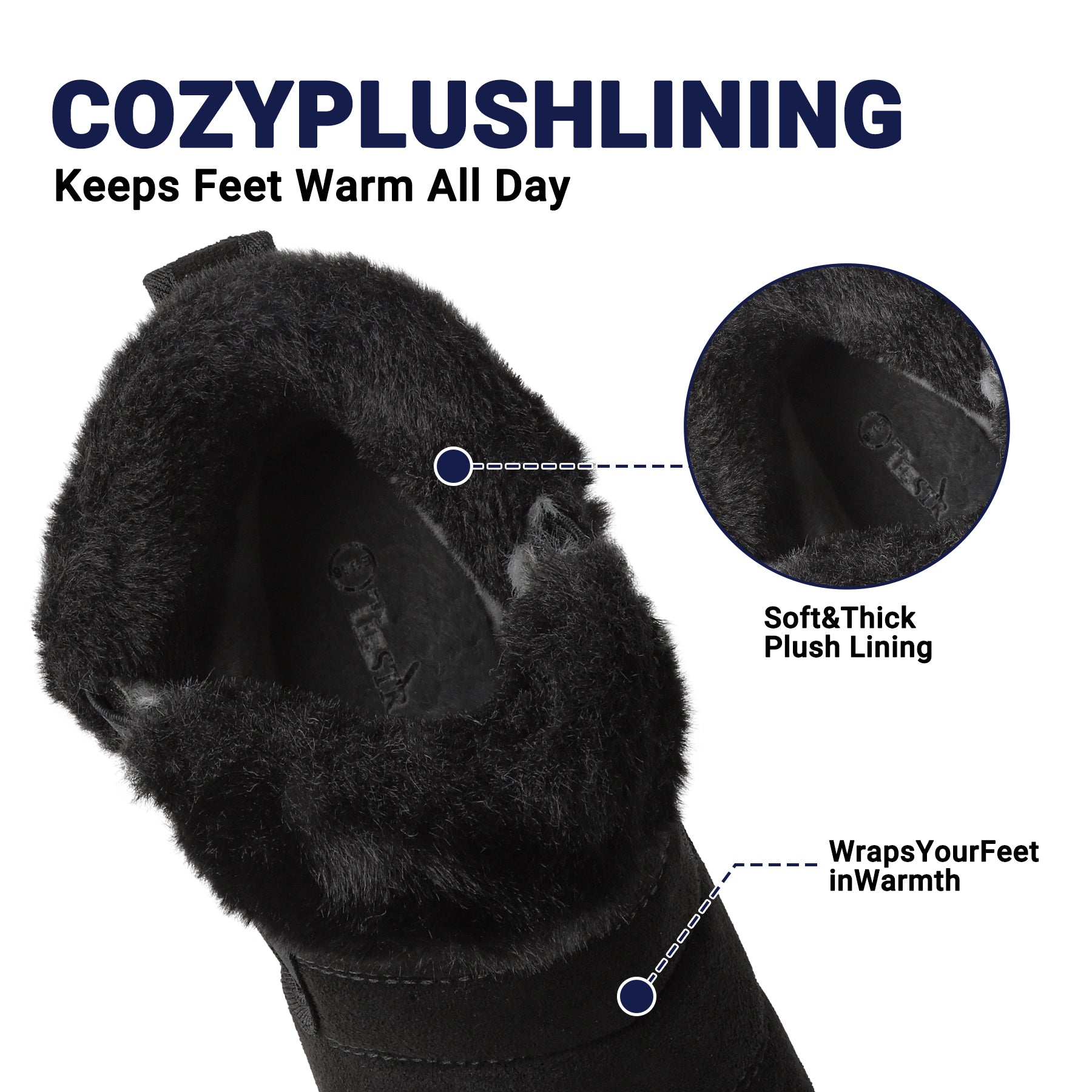 TIESTRA Women's Warm-Lined Slipper Boots in Black – product view 2
