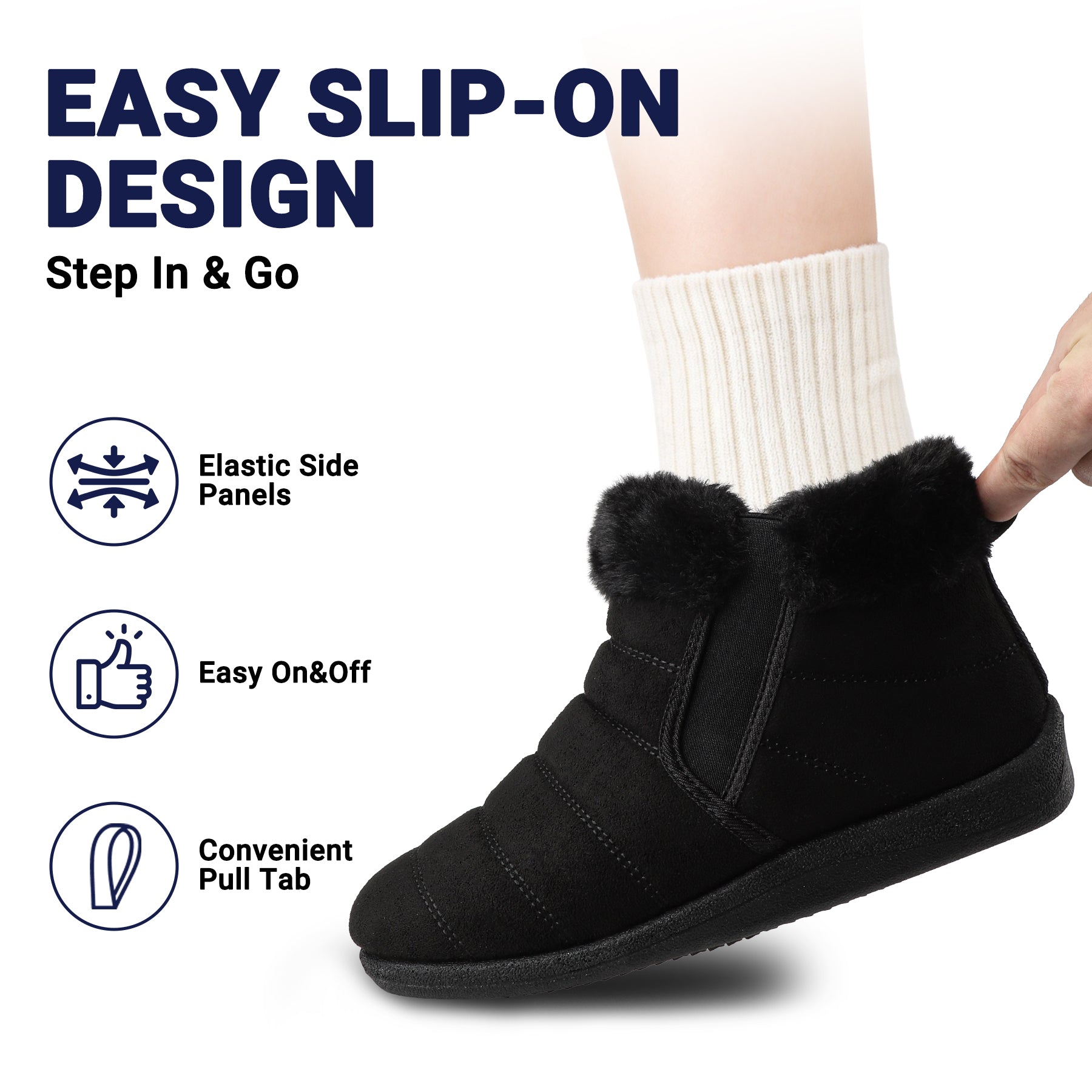 TIESTRA Women's Warm-Lined Slipper Boots in Black – product view 3