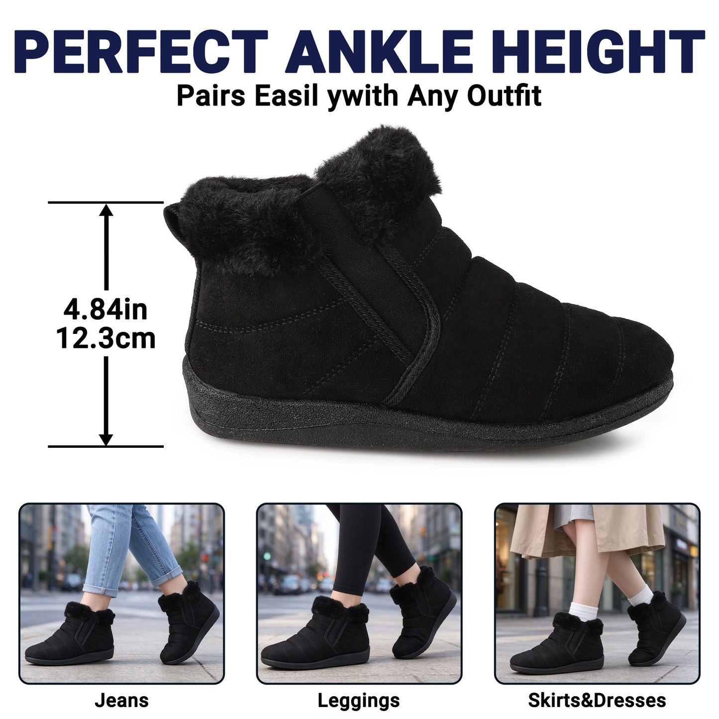 TIESTRA Women's Warm-Lined Slipper Boots in Black – product view 6