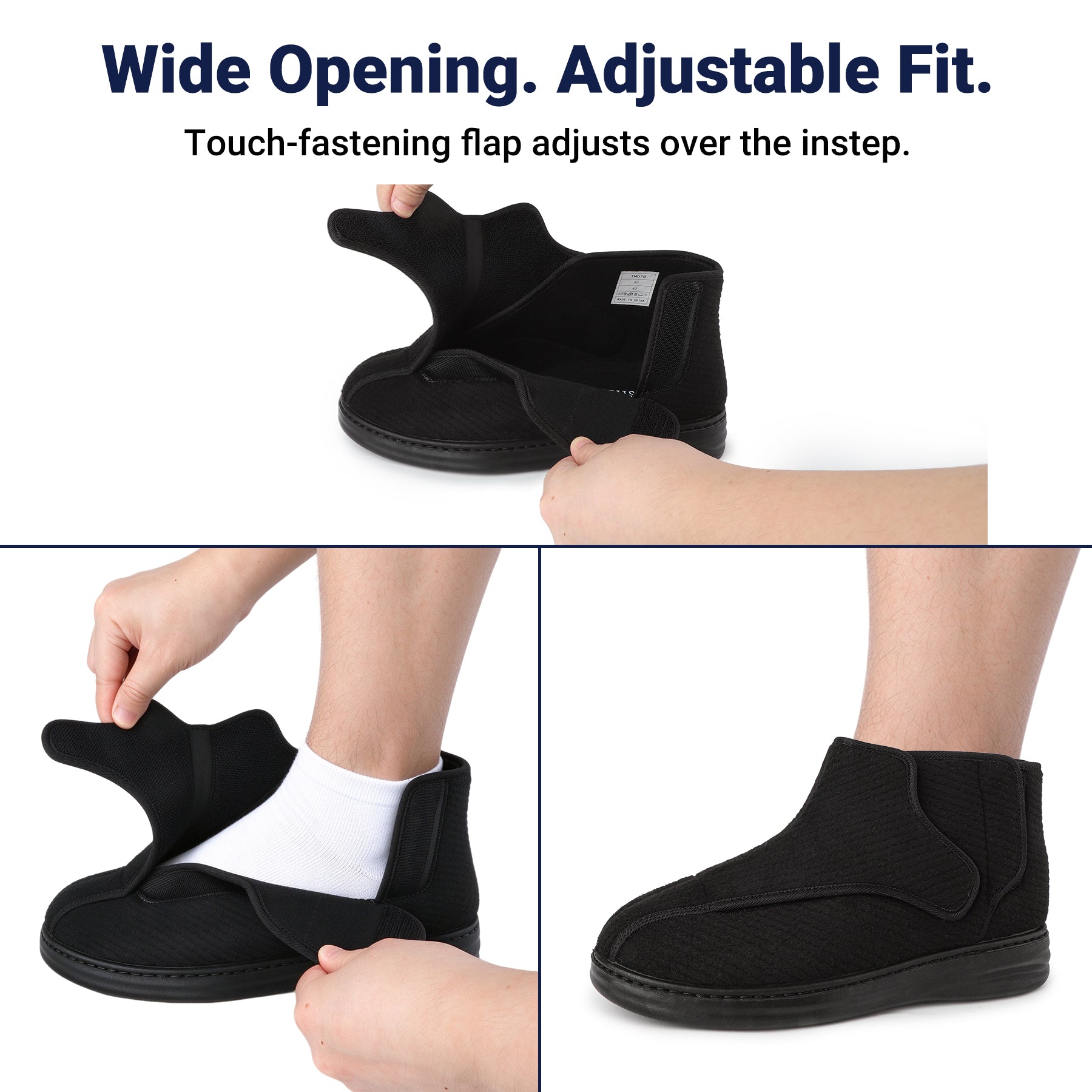 TIESTRA Men's Adjustable Slipper Boots with Wide Opening – product view 4