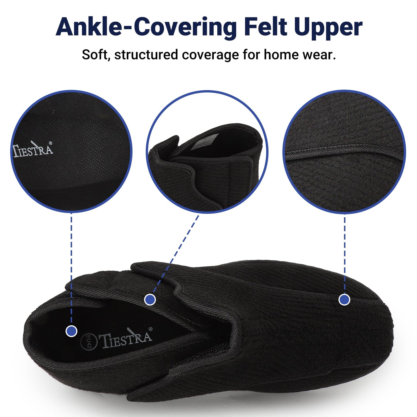 TIESTRA Men's Adjustable Slipper Boots with Wide Opening – product view 5
