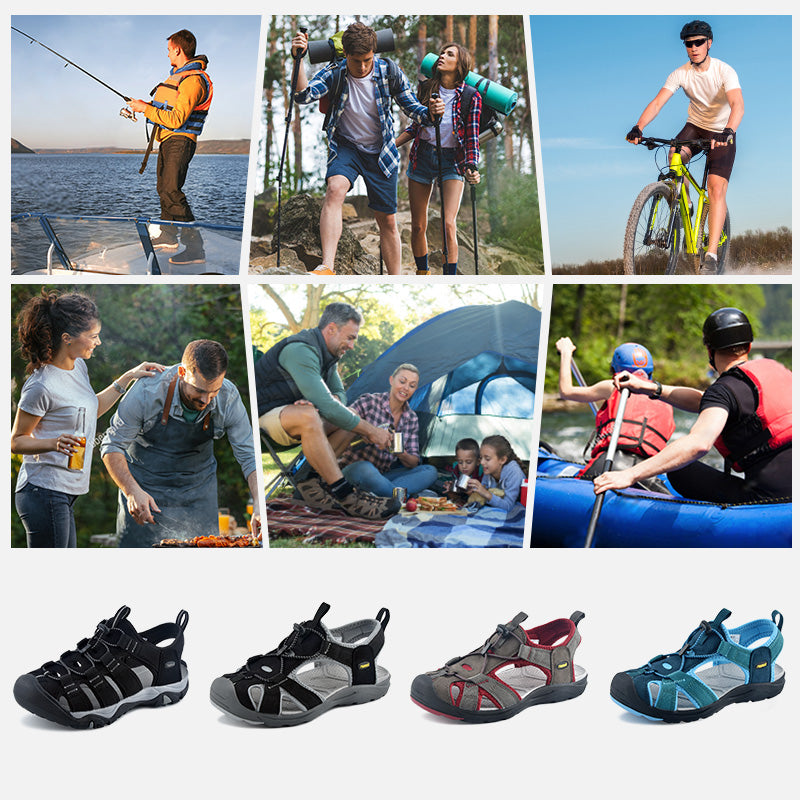 riemot Mens Breathable Closed Toe Sport Sandal Black Summer Beach Walking Shoes - Knixmax