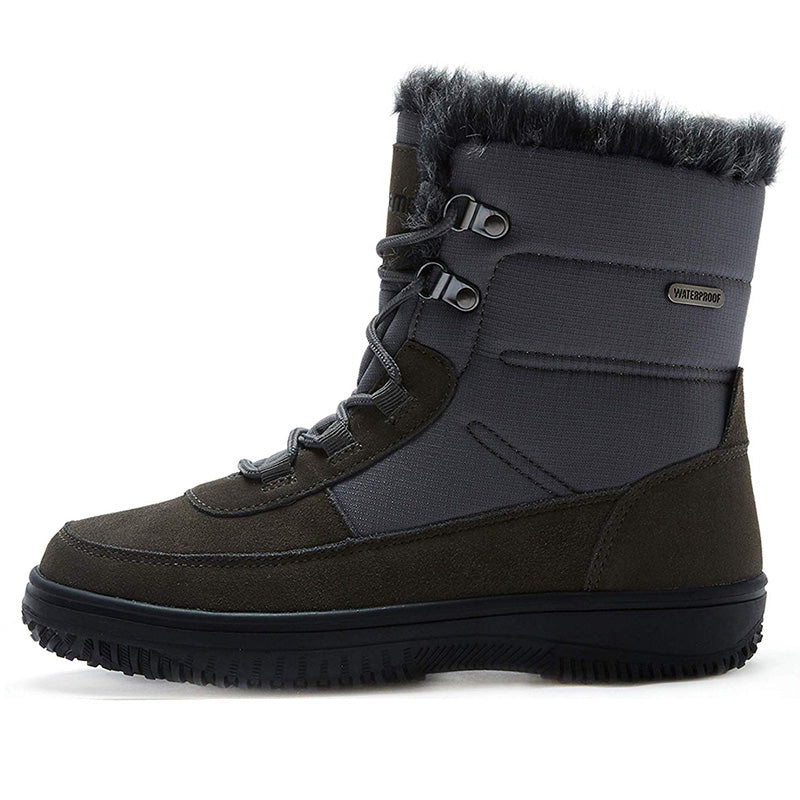 riemot Women's Snow Boots, Grey Green, Full Waterproof Warm Winter Boots, Ladies Fashion Fur Lined Ankle Boots - Knixmax