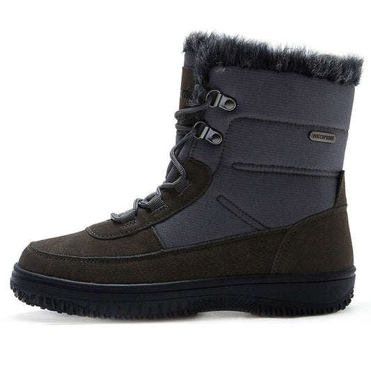 riemot Women's Snow Boots, Grey Green, Full Waterproof Warm Winter Boots, Ladies Fashion Fur Lined Ankle Boots - Knixmax
