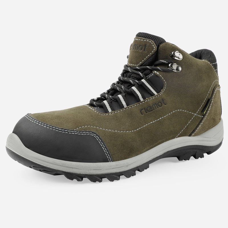 riemot Waterproof Men's Hiking Shoes Olive Green Lightweight Outdoor Boots for Camping