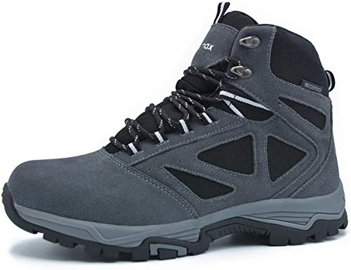 Knixmax Men's High Rise Hiking Boots, Grey, Mountain Climbing Ankle Boots - Knixmax