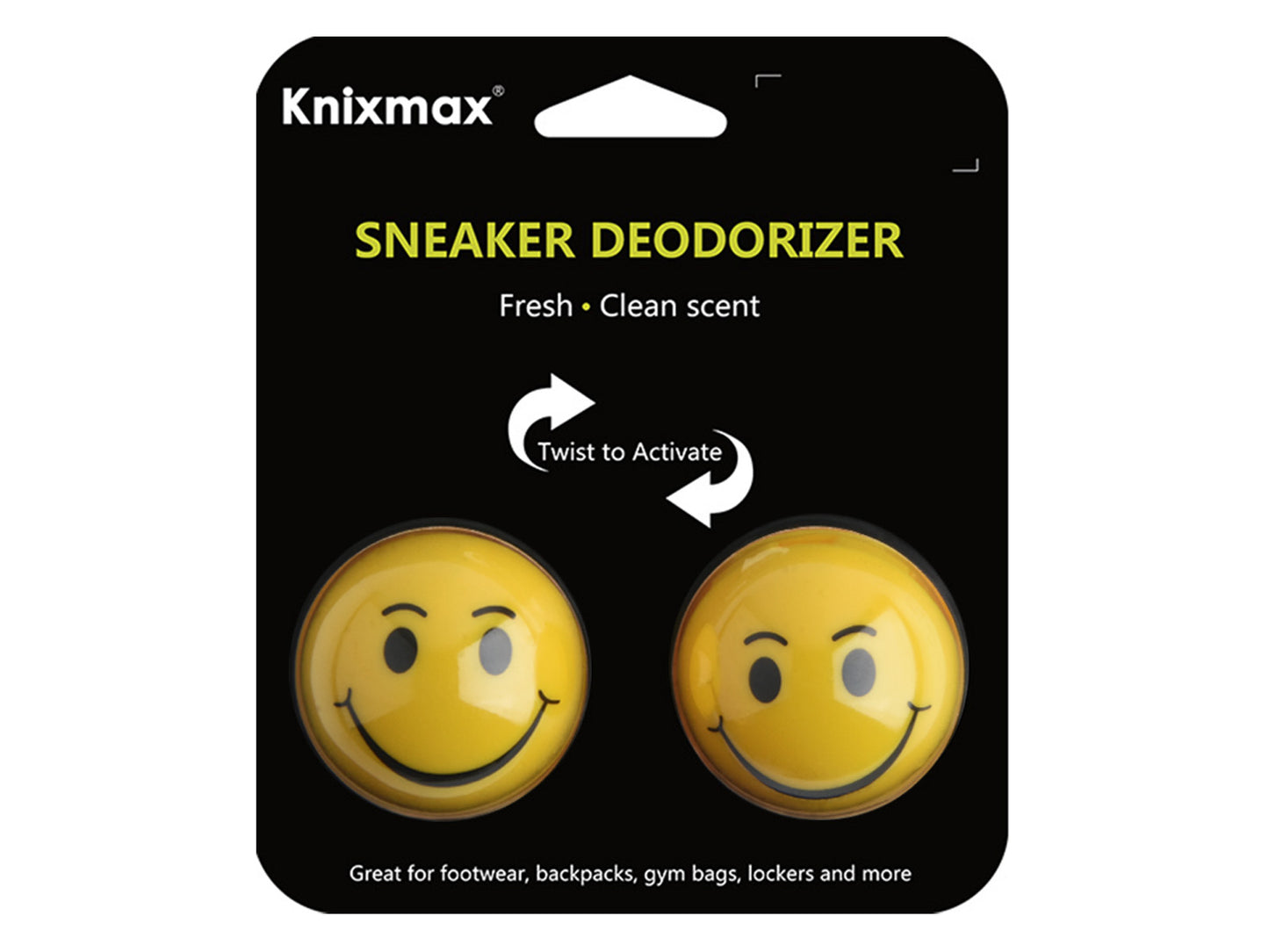 Knixmax Shoe Deodorant Balls Air Fresheners Odour Eliminator for Footwear Backpacks Gym Bag Lockers 2 Balls Set - Smile/Jasmine Scent