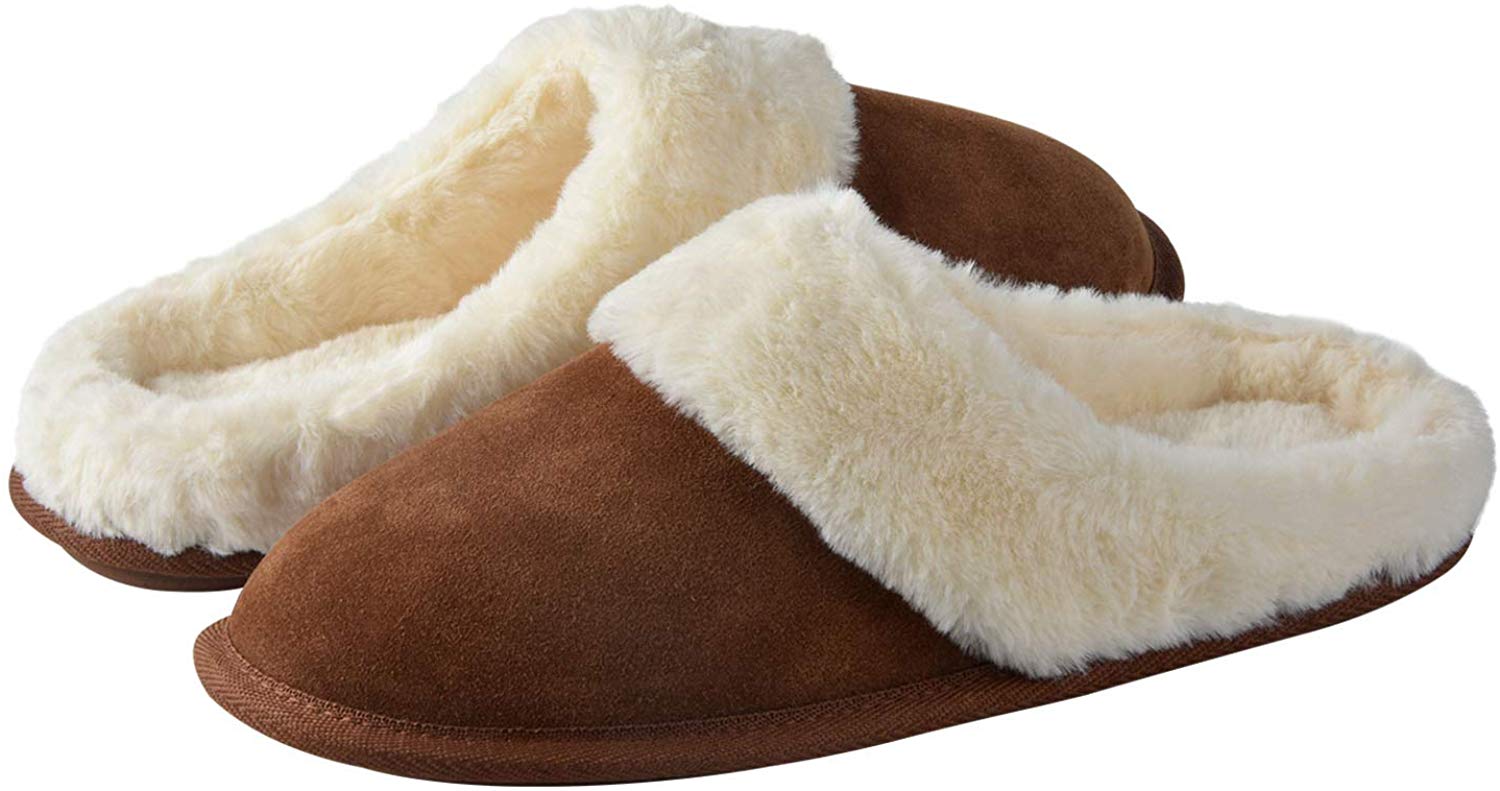 riemot Comfy Furry House Slippers for Women, Brown - Knixmax