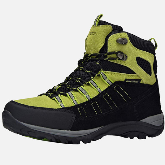 riemot Walking Boots for Men Green Fully Waterproof High Rise Outdoor Hiking Shoes - Knixmax