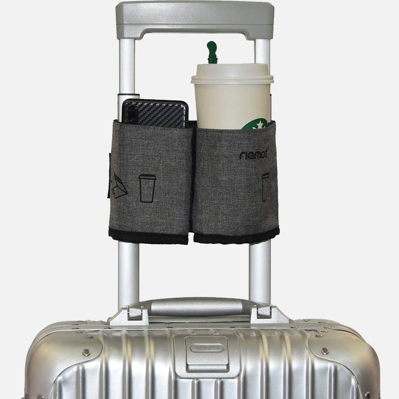 riemot Luggage Travel Cup Holder, Hands Free Drinks Caddy, Perfect Gifts for Frequent Travelers(Grey)