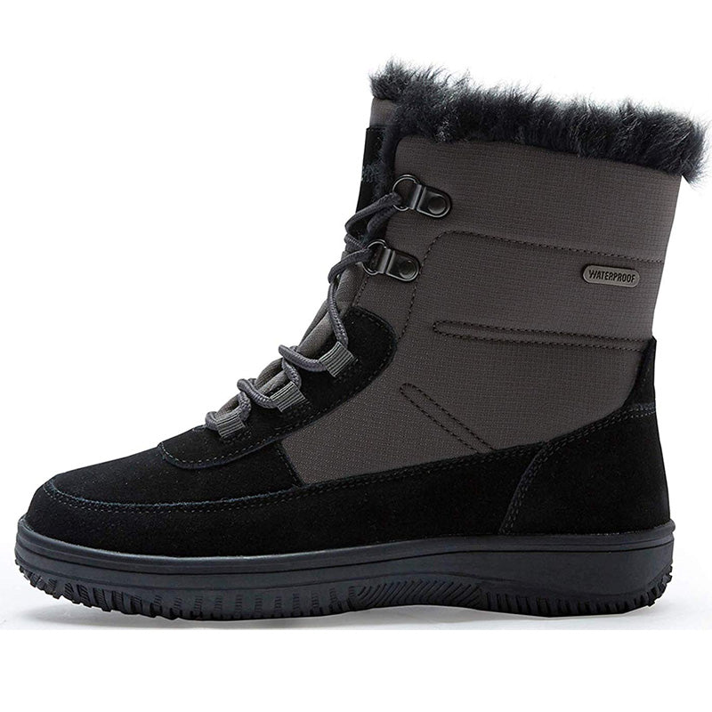 riemot Women's Snow Boots, Black Grey, Full Waterproof Warm Winter Boots, Ladies Fashion Fur Lined Ankle Boots - Knixmax