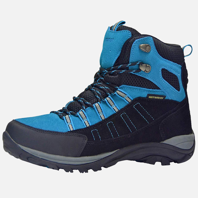 riemot Walking Boots for Men Blue Fully Waterproof High Rise Outdoor Hiking Shoes - Knixmax