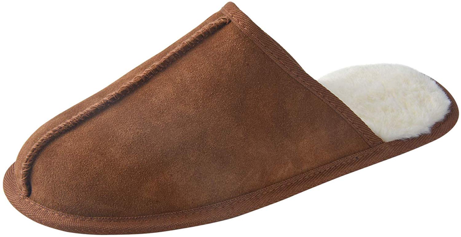 riemot Comfy Furry House Slippers for Men, Brown - Knixmax
