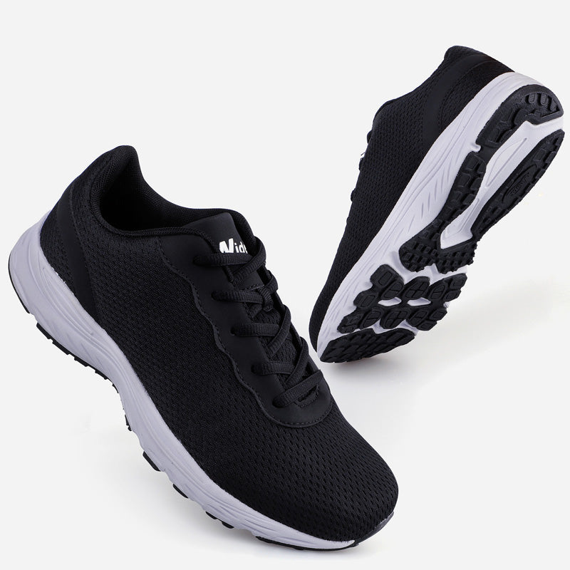 Knixmax Extra Wide Lightweight Women's Running Shoes for Flatfoot Black Sport Shoes with Wide Toe Box