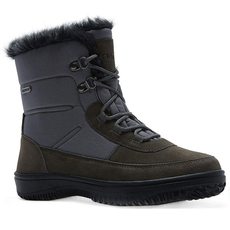 riemot Women's Snow Boots, Grey Green, Full Waterproof Warm Winter Boots, Ladies Fashion Fur Lined Ankle Boots - Knixmax