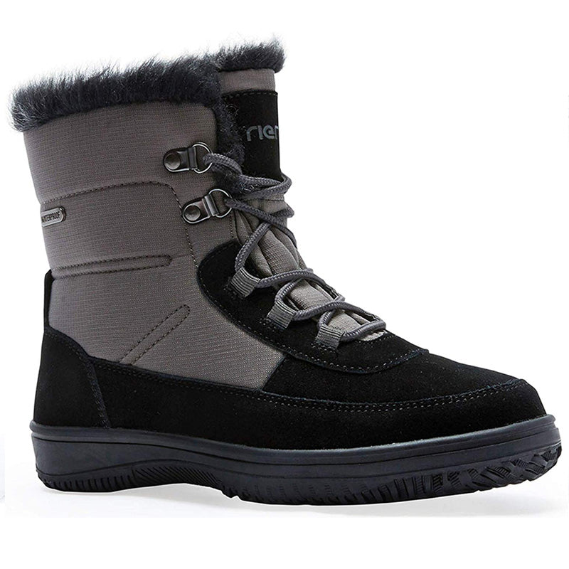 riemot Women's Snow Boots, Black Grey, Full Waterproof Warm Winter Boots, Ladies Fashion Fur Lined Ankle Boots - Knixmax