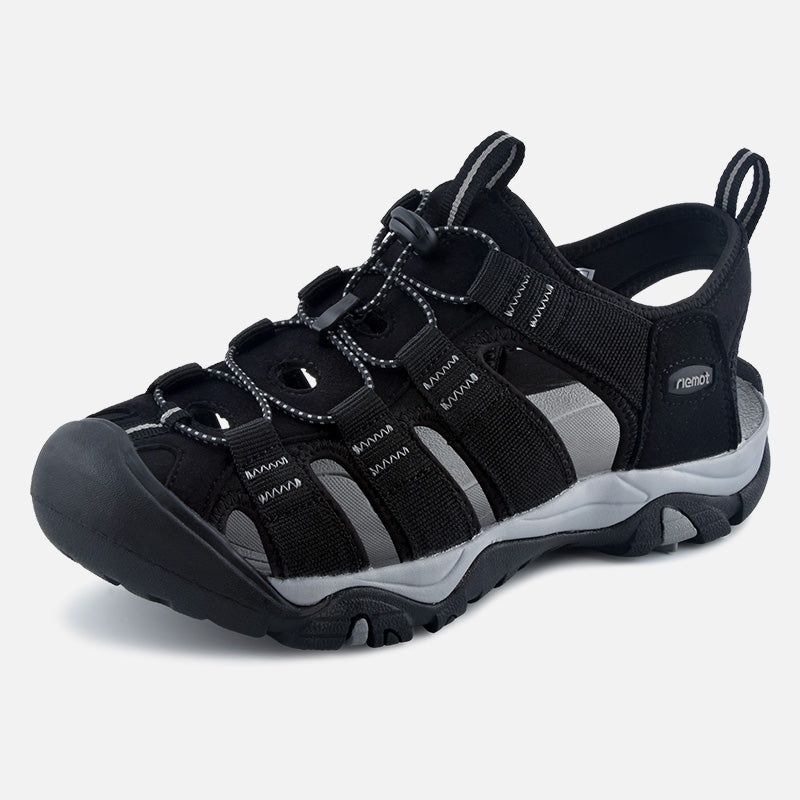 riemot Mens Breathable Closed Toe Sport Sandal Black Summer Beach Walking Shoes - Knixmax