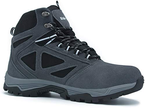 Knixmax Men's High Rise Hiking Boots, Grey, Mountain Climbing Ankle Boots - Knixmax