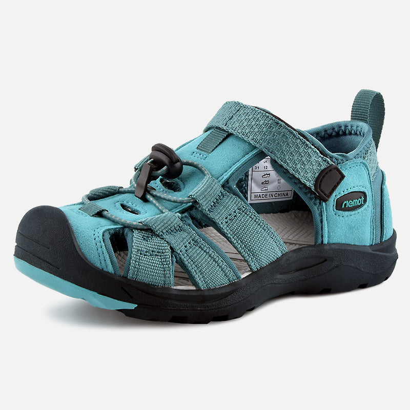 riemot Kids Breathable Closed Toe Sport Sandal Green Summer Beach Walking Shoes - Knixmax