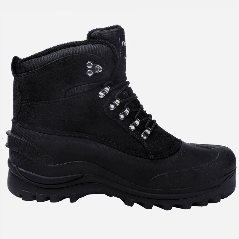 LABO Men's Waterproof Winter Snow Boots - Insulated, Slip-Resistant, Lace-Up (Size 9.5, Black)