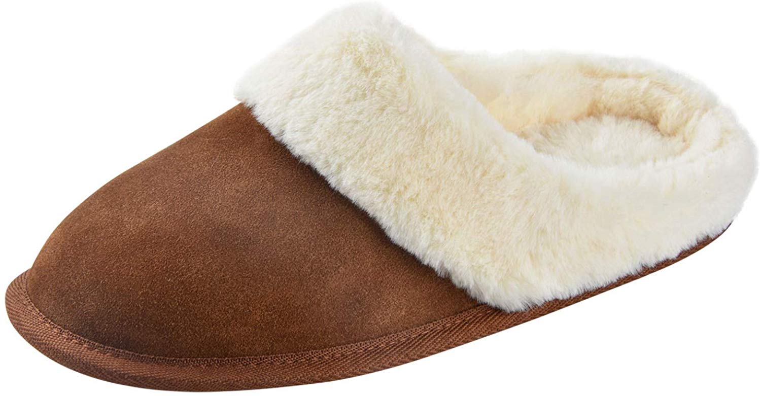 riemot Comfy Furry House Slippers for Women, Brown - Knixmax