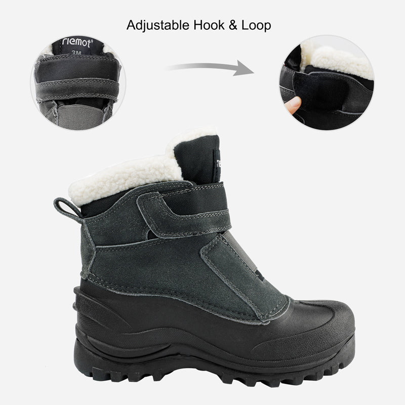 riemot Women's Slip On Grey Snow Boots Waterproof Comfortable Anti-Slip Boots