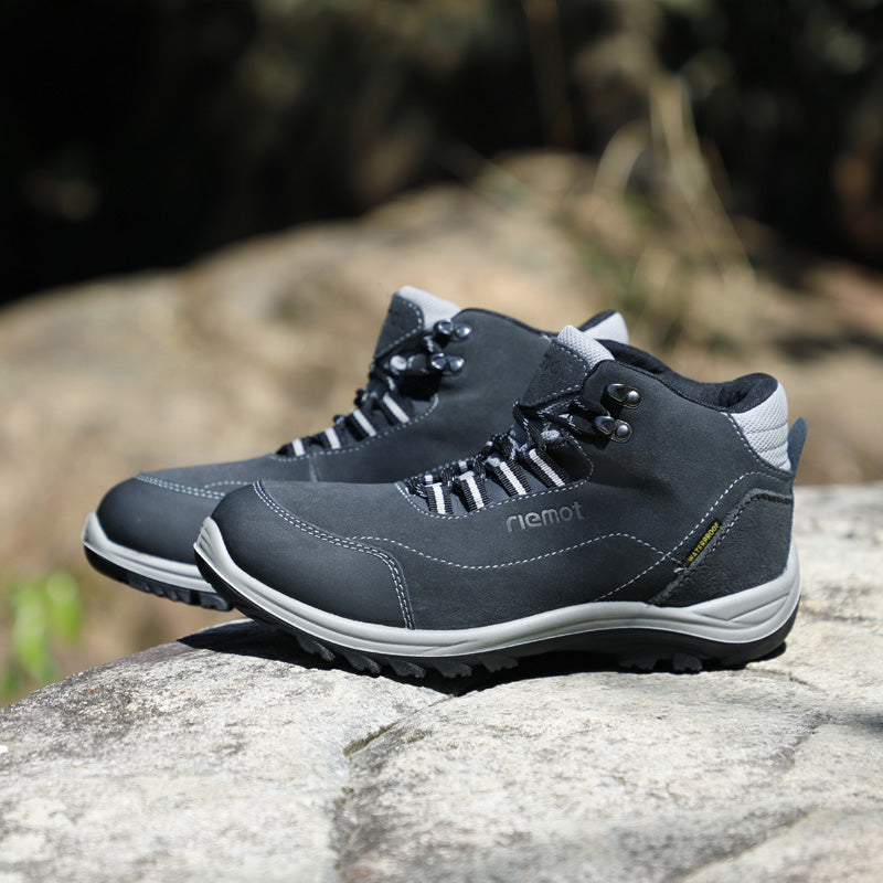 riemot Waterproof Women's Hiking Shoes Grey Lightweight Outdoor Boots for Camping