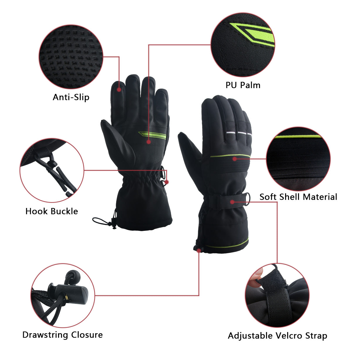 Mens Cycling Gloves Running Gloves Waterproof Windproof Anti-slip Touch Screen Gloves Thermal Winter Gloves for Skiing Camping - Knixmax