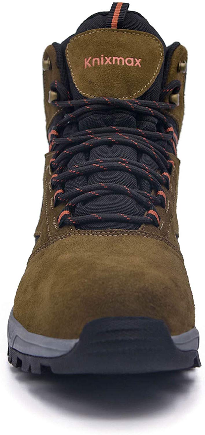 Knixmax Men's High Rise Hiking Boots, Brown, Mountain Climbing Ankle Boots - Knixmax