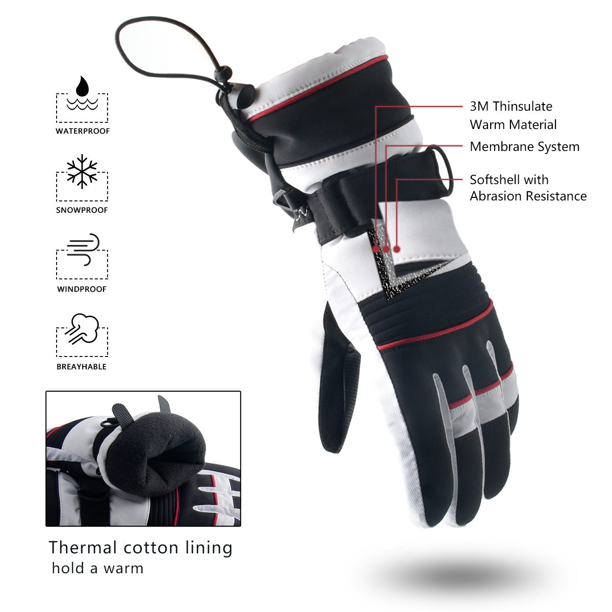 Waterproof Cycling Gloves for Women Ladies Thermal Running Gloves Ski Gloves, Windproof Anti-slip Warm Winter Gloves for Outdoor - Knixmax