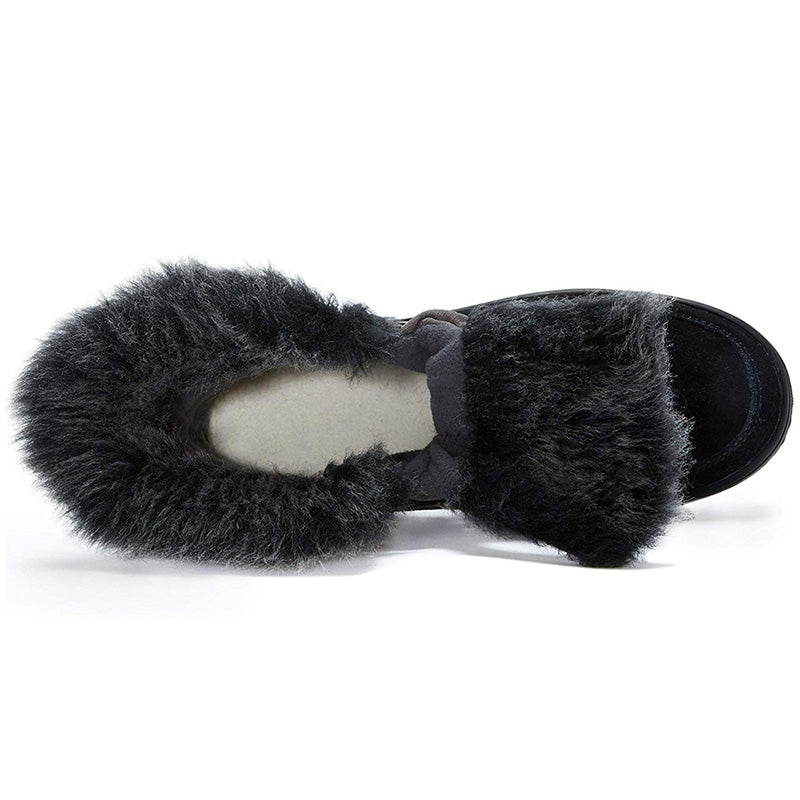 riemot Women's Snow Boots, Black Grey, Full Waterproof Warm Winter Boots, Ladies Fashion Fur Lined Ankle Boots - Knixmax