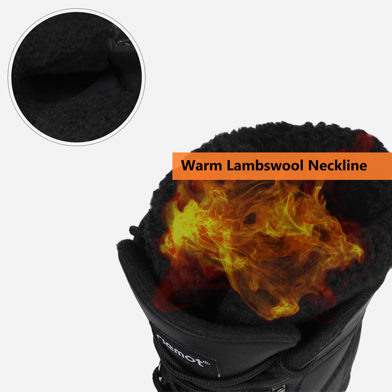 riemot Women's Snow Boots Black Waterproof & Slip-resistant Winter Boots