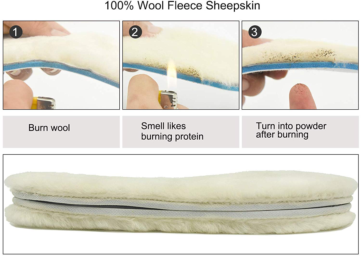 riemot Sheepskin Insoles for Men Women and Kids, White Normal, Super Thick Premium Lambswool Insoles for Wellies Slippers Boots - Knixmax