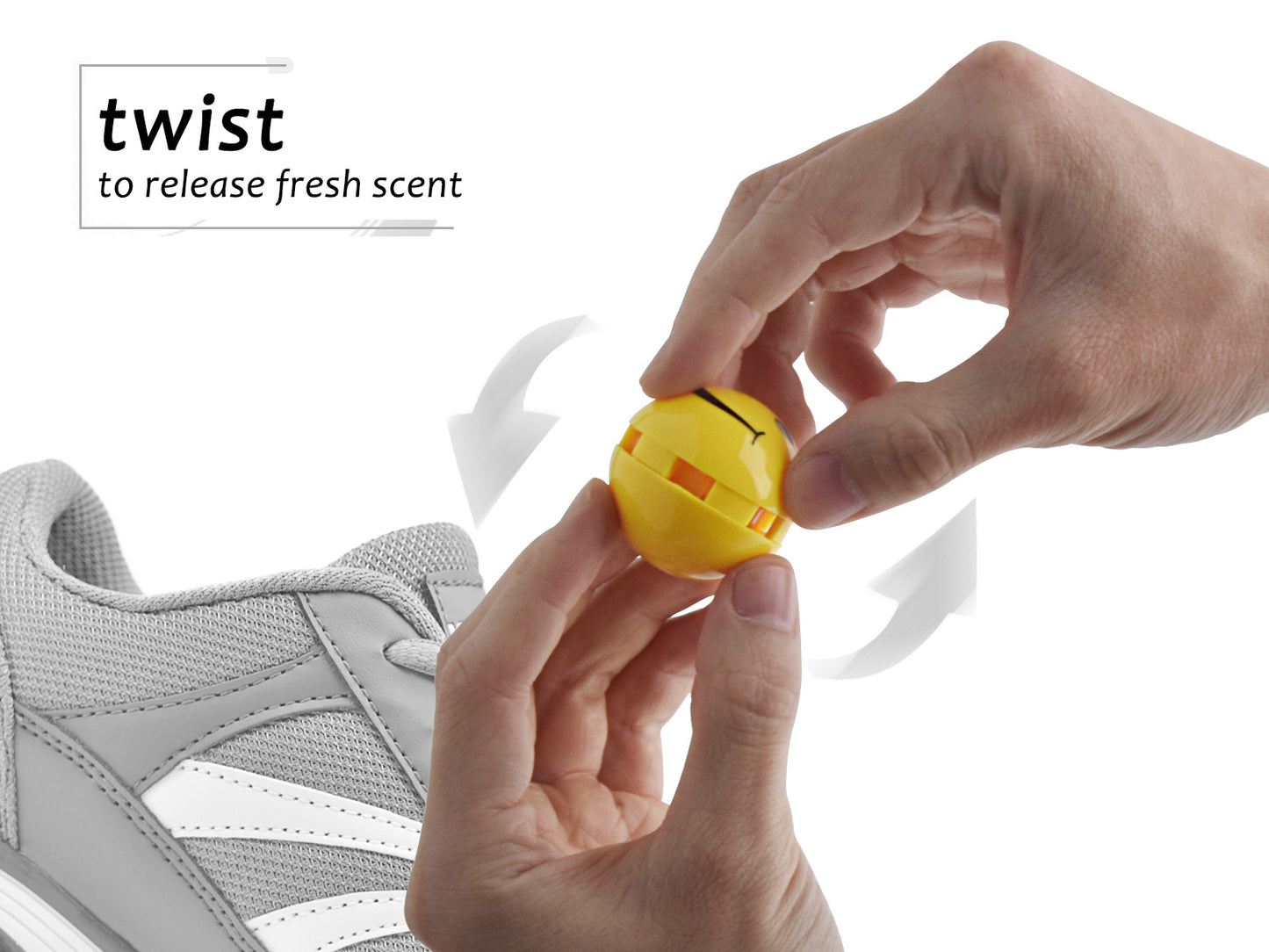 Knixmax Shoe Deodorant Balls Air Fresheners Odour Eliminator for Footwear Backpacks Gym Bag Lockers 2 Balls Set - Smile/Jasmine Scent