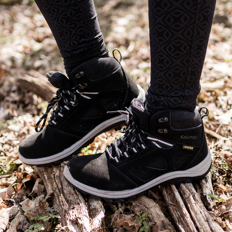 Knixmax Women's Hiking Boots Lightweight Non-Slip Black Climbing Trekking Shoes for Camping